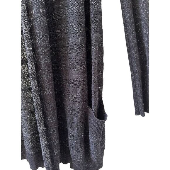 Zadig & Voltaire Open Front Striped Cardigan Women’s Glitter Black Size Medium - Picture 2 of 6